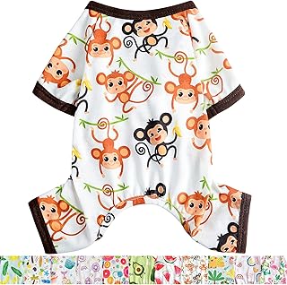 Dog Pajamas for Small Dogs, Chihuahua Pajamas, Puppy Clothes, Extra Small Puppy Pjs, Soft Pet Onesies,Dog Shirts Chihuahua Yorkie Teacup Cat Clothing (Brown Monkey, Medium)