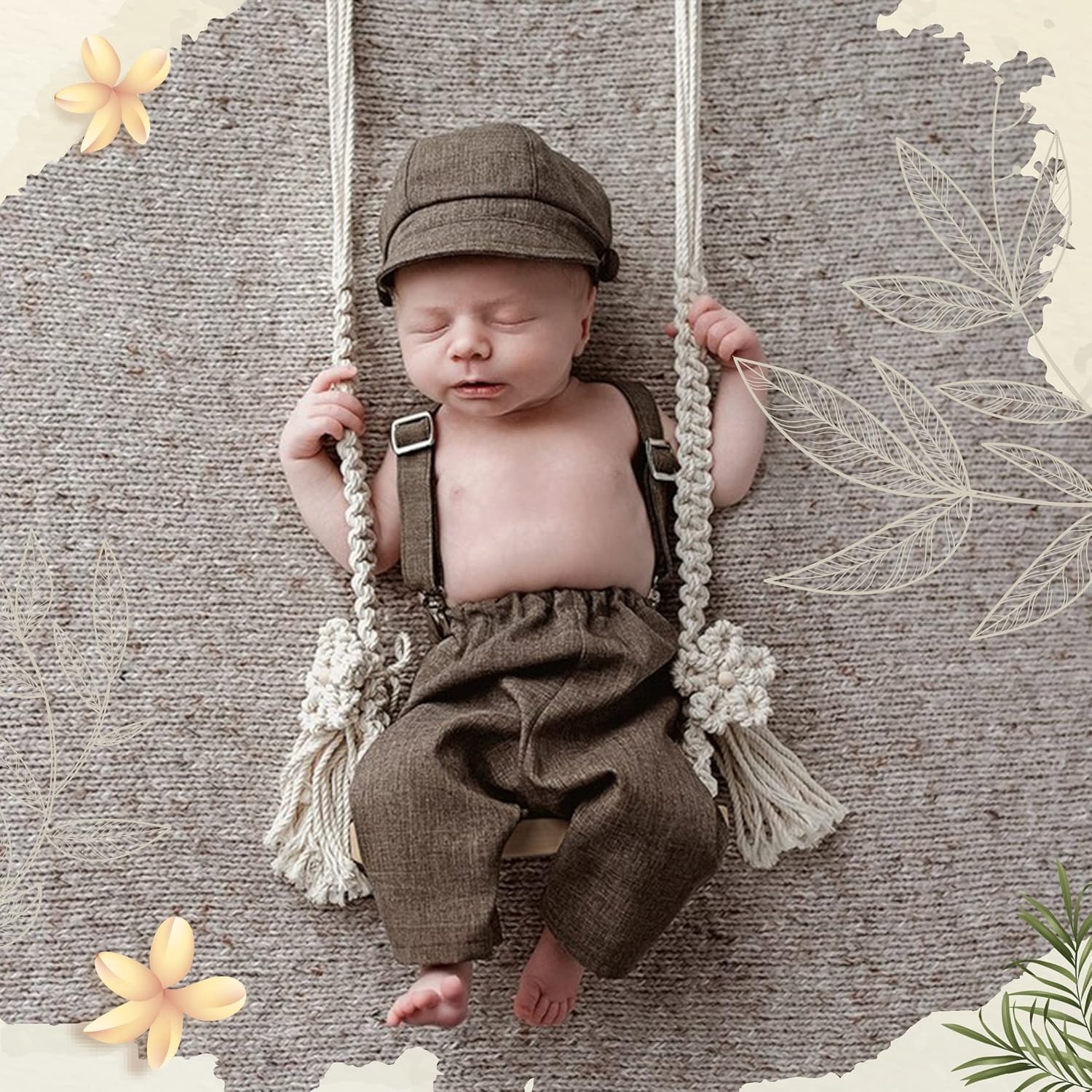 Balançoire pour Bébé Nouveau-Né - Balançoire en Bois, Petite Balançoire en Bois, Accessoires de Séance Photo pour Bébé, Accessoires de Studio