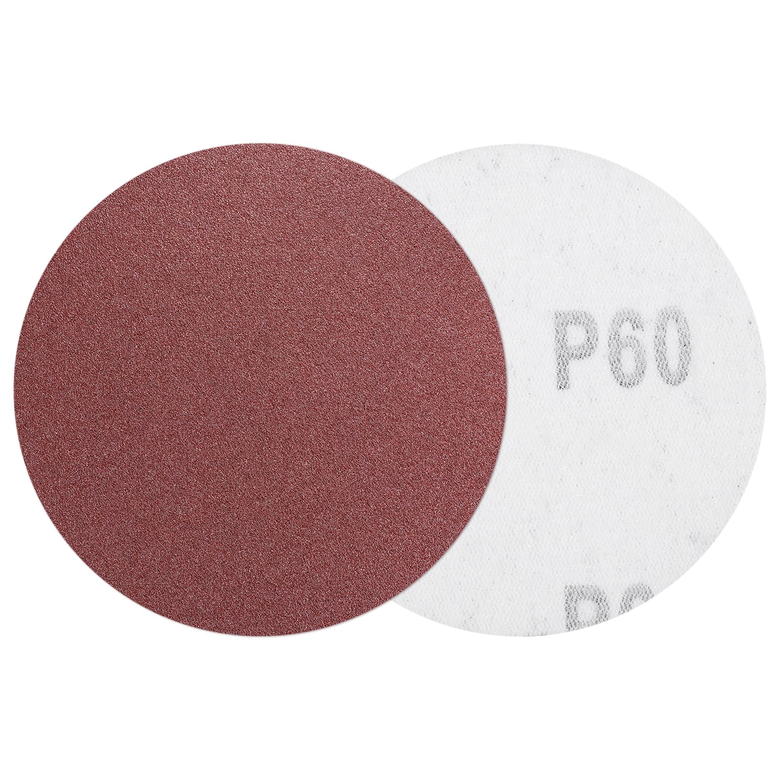 sourcing map 5 Pcs 50mm 2 Inch Sanding Discs, 60 Grit Hook and Loop Sandpaper, No-Hole Aluminum Oxide Orbital Sander Sandpaper for Woodworking Automotive Metal Polishing, Red — image 1