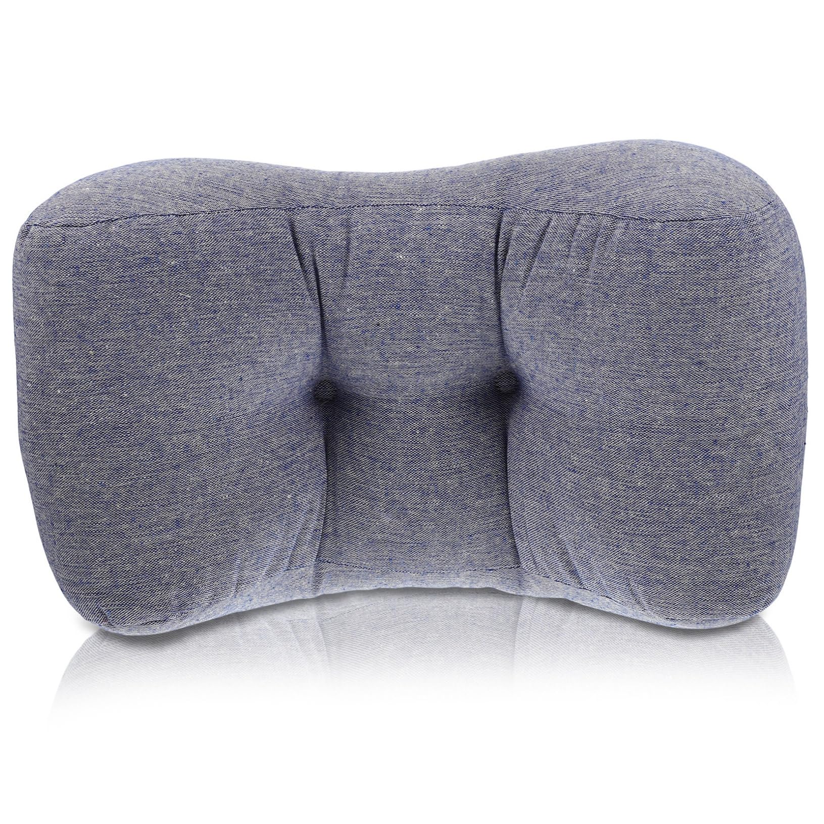 Coussin de soutien lombaire anti douleur dos en lin bleu pour fauteuil de bureau