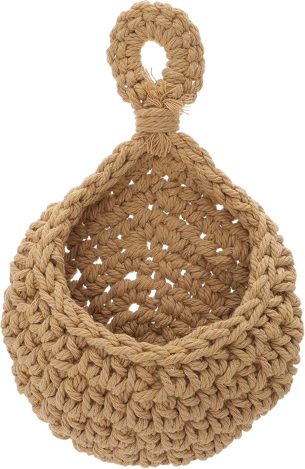 Hanging Wall Basket Teardrop Onion Basket for Kitchen Jute Linen Storage Hanging Basket Boho Wall Organizer for Veggie Garlic Fruits