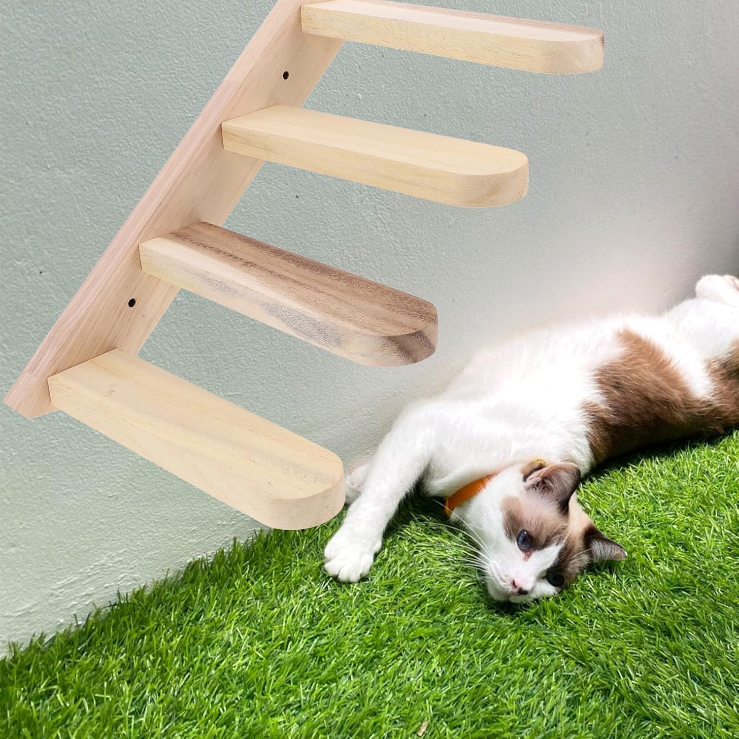 VANZACK Wall-Mounted Cat Climbing Platform Solid Wood Step Rack for Indoor Cats Smooth Surface Pet Jumping Board Sturdy for Kitten Activity