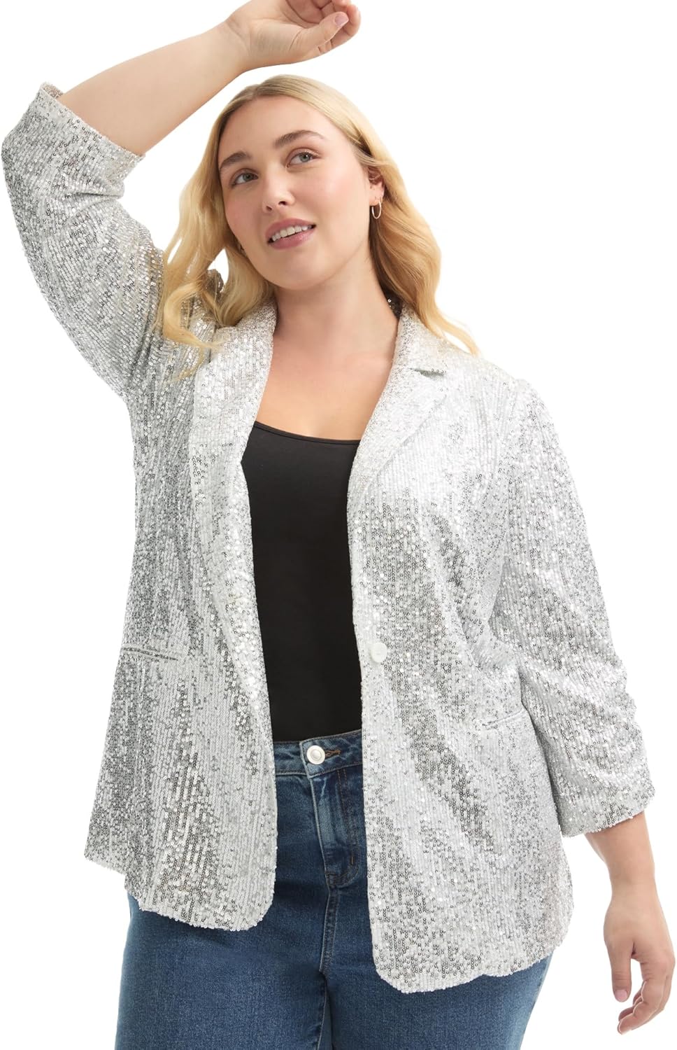 Women's Plus Size Sequin Blazer
