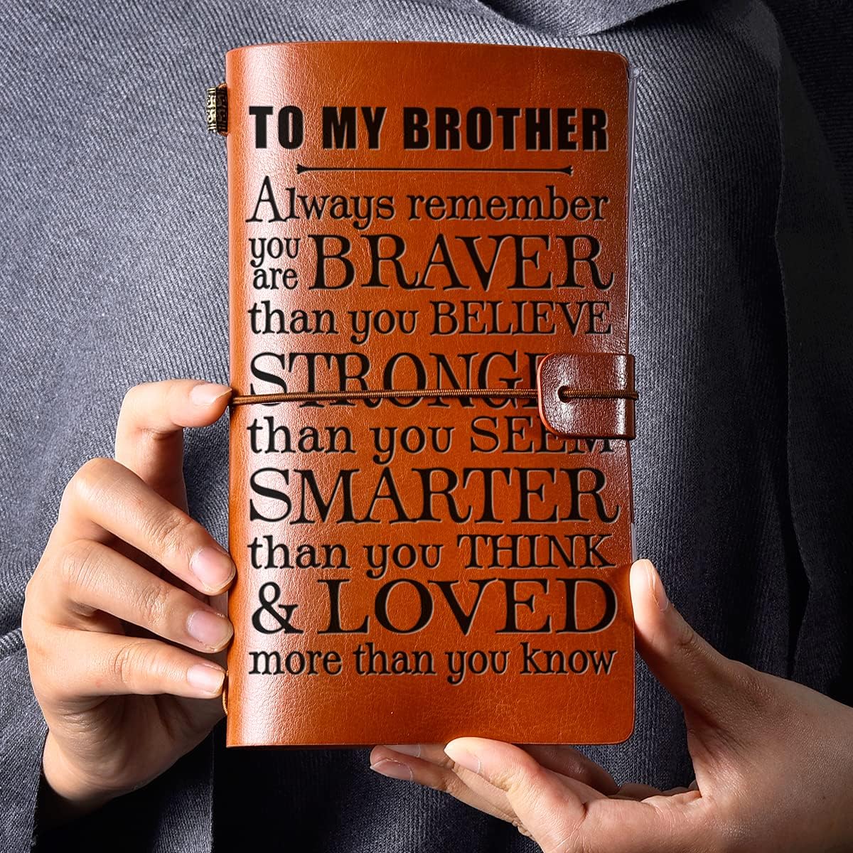 to My Brother Leather Journal Notebook from Sisters Brothers - Brother Inspirational Engraved Travel Journal Vintage Embossed Writing Journal Gift for Birthday Graduation Christmas - Image 3