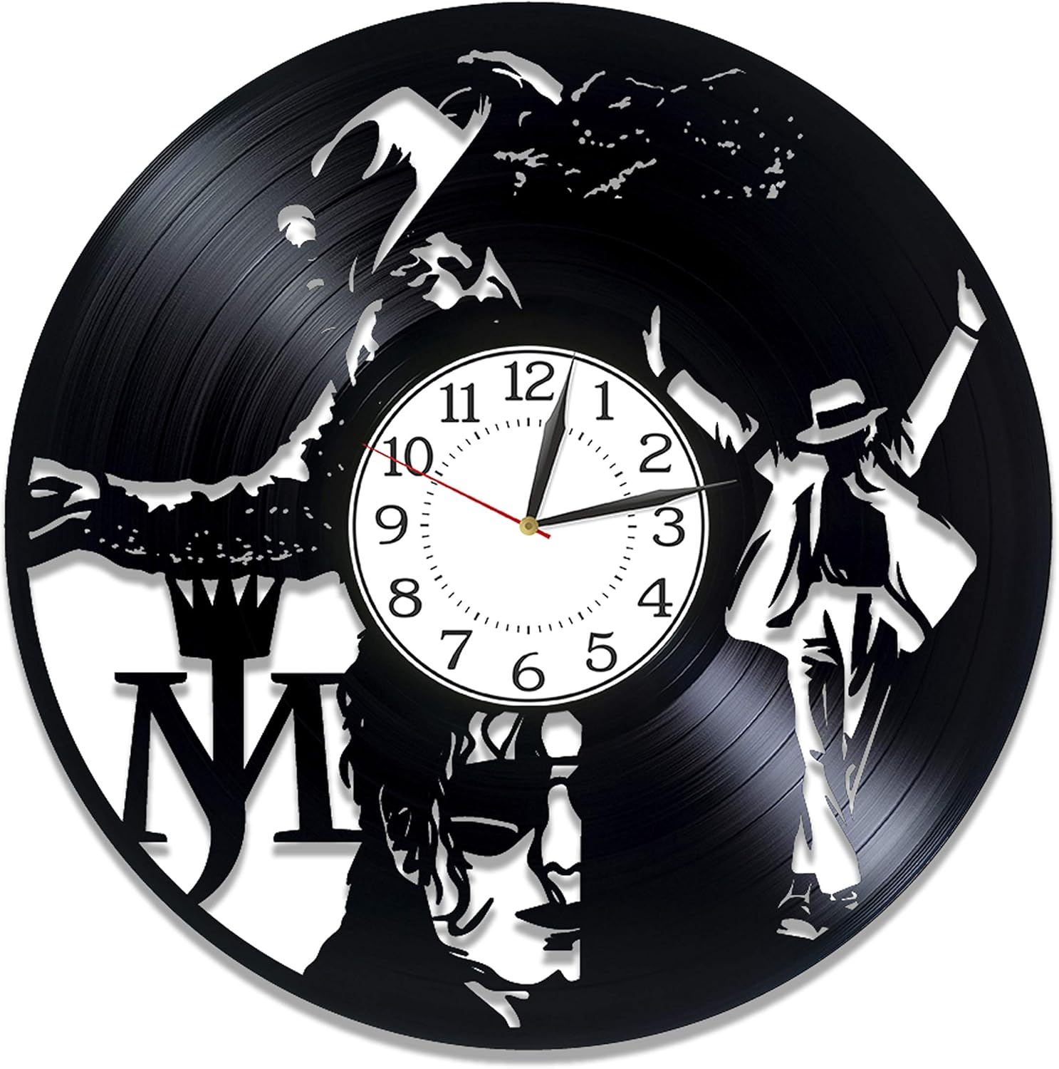 M. Jackson Vinyl Clock 12 Inch King of Pop Birthday Gift Idea Moonwalker Vinyl Record Wall Clock Music Handmade Clock for Man and Woman MJ Original Home Decor