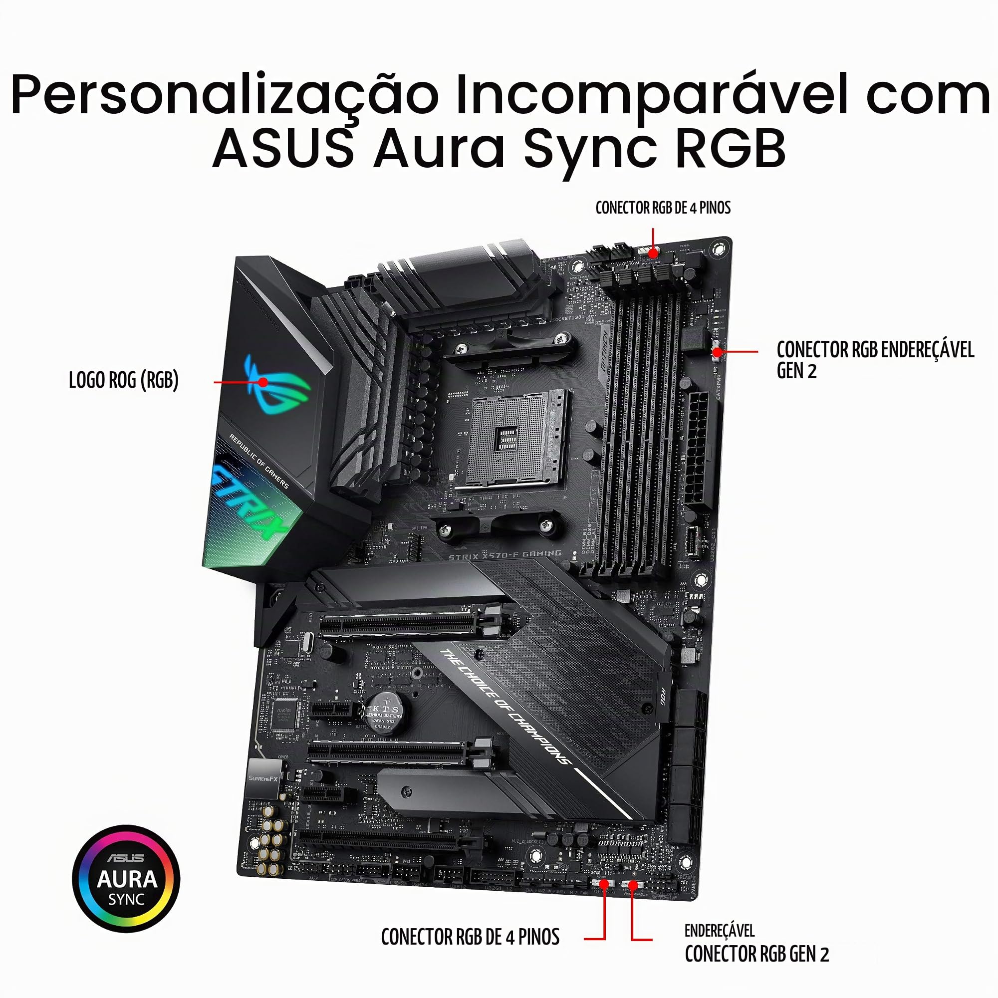 ASUS Placa mãe ROG Strix X570-F Gaming ATX com PCIe 4.0, Aura Sync