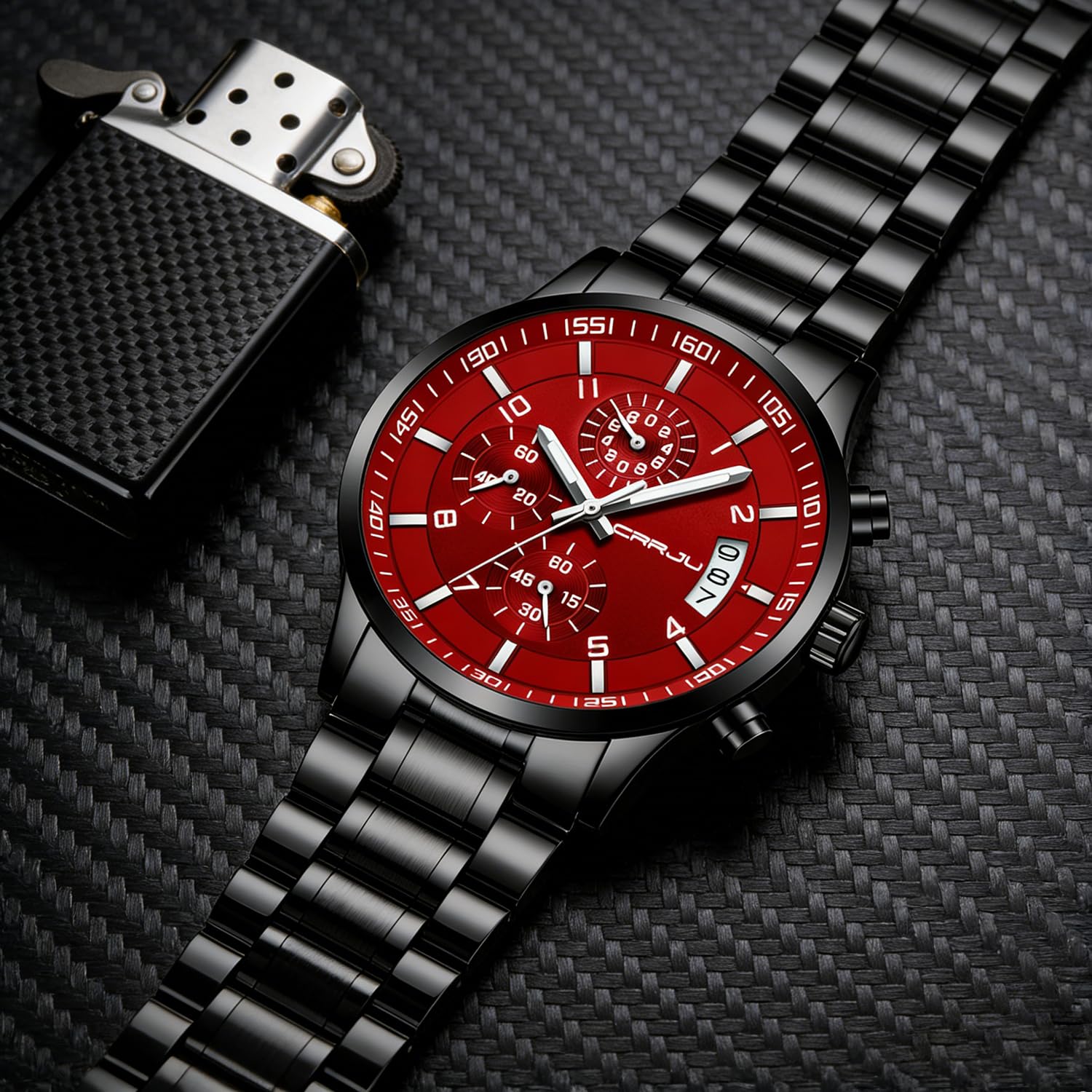 CRRJU Herren Uhr wasserdichte Chronographen Armbanduhr Männer Edelstahlarmband Business Analog Quarzuhr mit Kalender