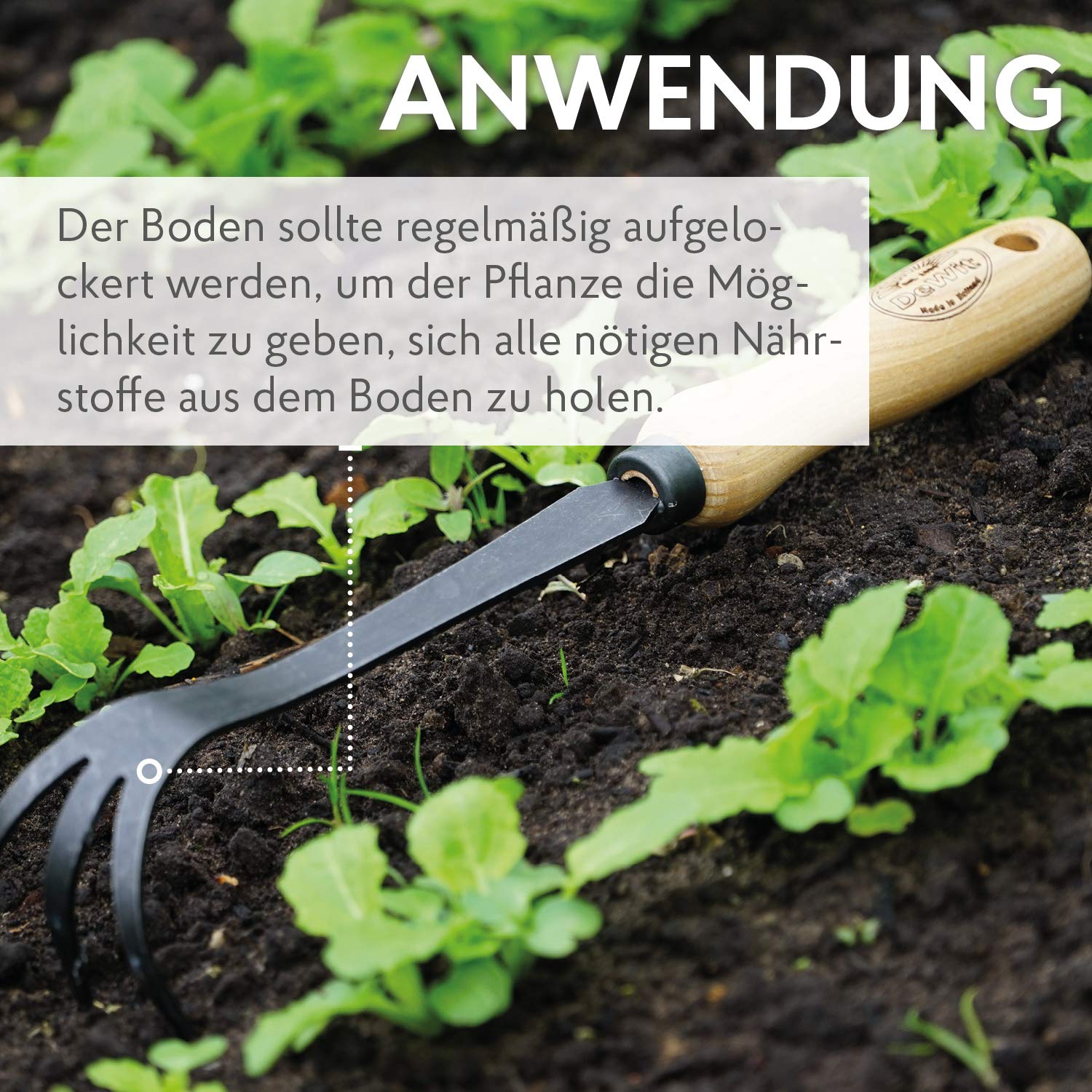 DeWit Hand-Kultivator 31 cm I Profi Grubber aus Borstahl mit 3 Zinken I Premium Garten-Zubehör zum Boden auflockern I Handgemachtes Gartenwerkzeug in Bester Qualität I Garden Tools – Made in Holland