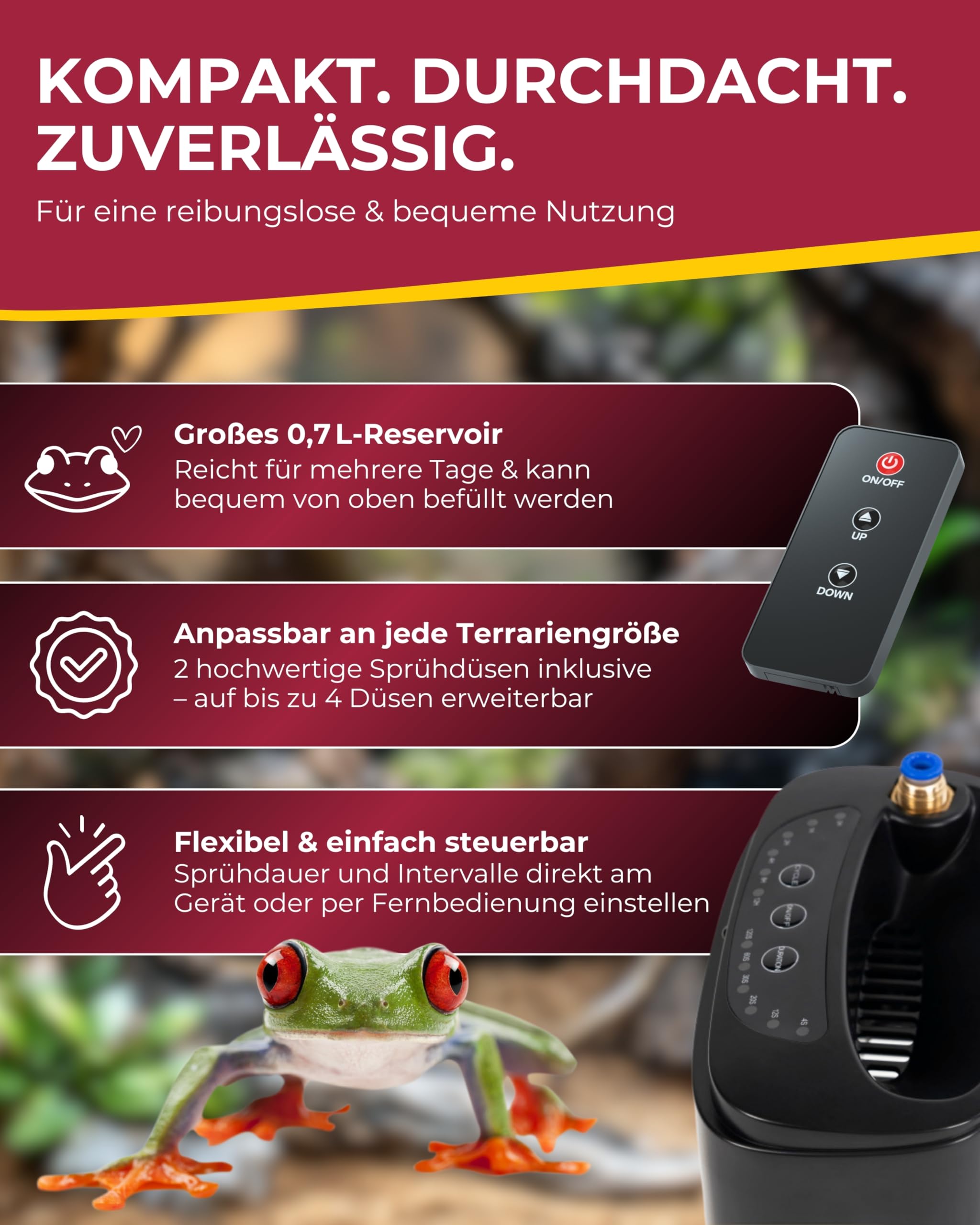Hobby Terraristik Easy Rain Mini I automatische Beregnungsanlage für Terrarien I regelbares Beregnungssystem für Reptilien, Amphibien und Pflanzenhabitate I effizientes Befeuchtungssystem