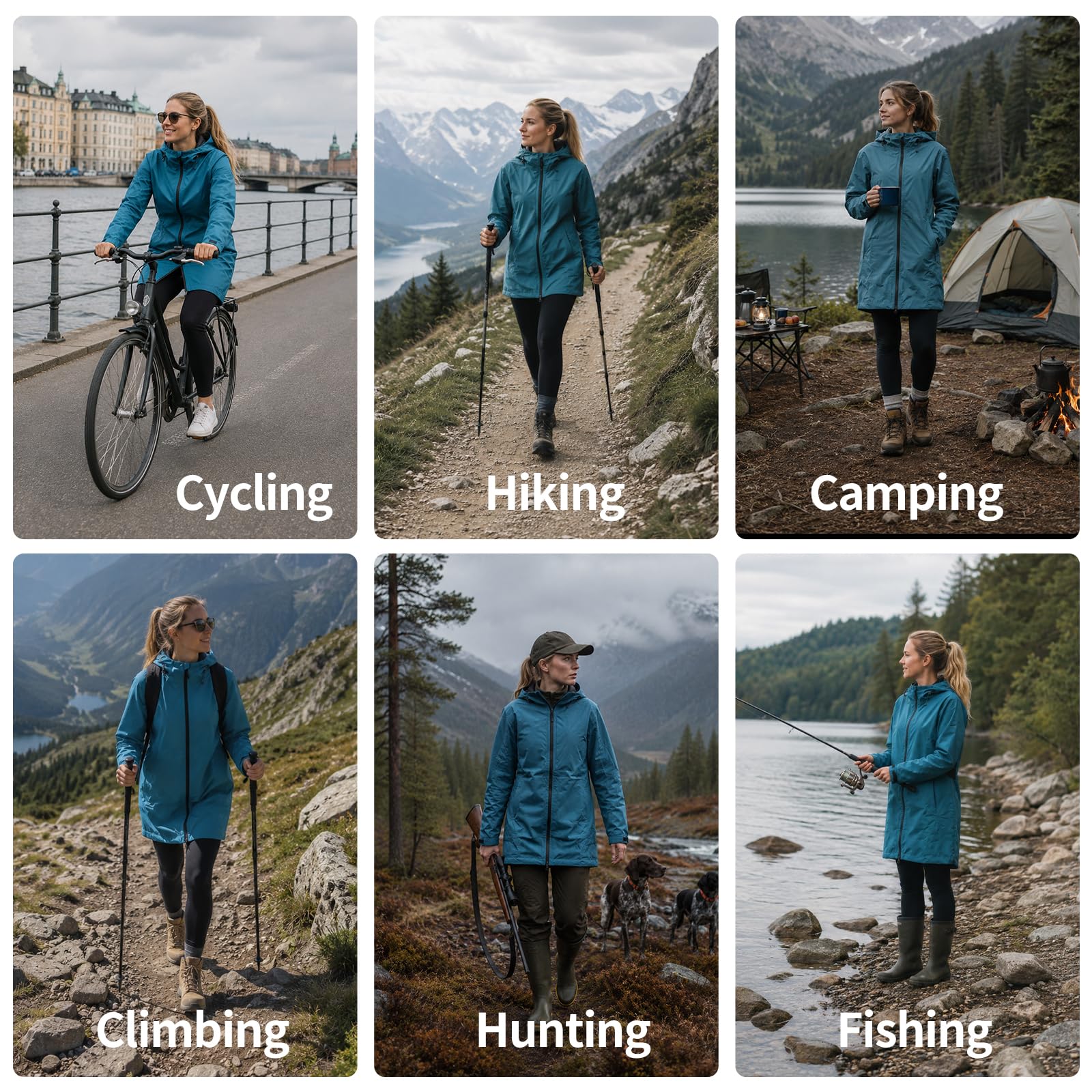 Regenjacke Damen Wasserdicht Atmungsaktiv Regenmantel Damen Wasserdicht Leichte Windbreaker Damen mit Kapuze Regenmantel Damen Lang für Aktivitäten im Freien