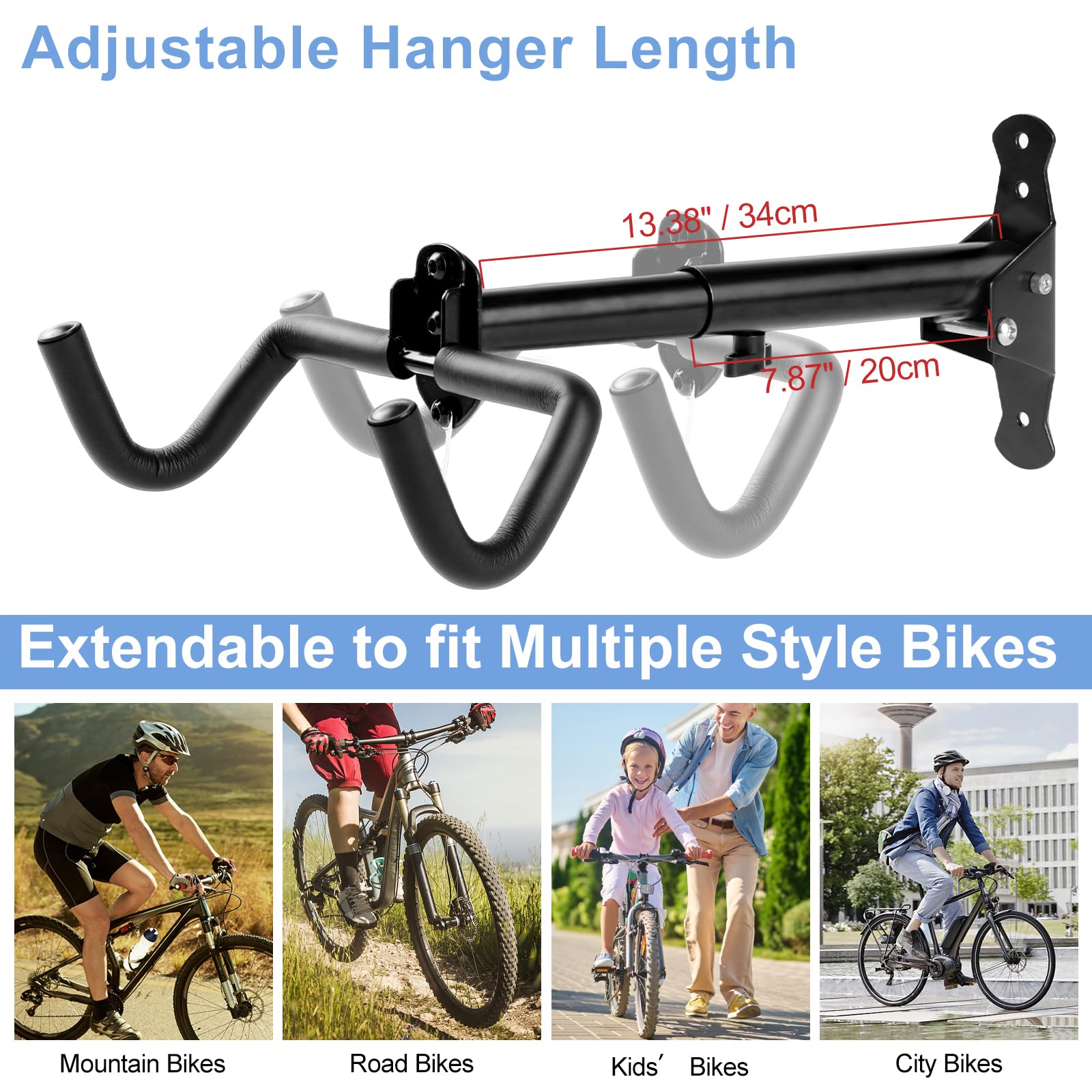 CYFIE Fahrrad Wandhalterung,Faltbarer Fahrradhalterung Wand,Platzsparend Fahrrad Wandhalterung bis 20kg für Fahrrad, Rennrad,Mountainbike etc,Wandhalterung für Fahrrad mit Weicher Polsterung(2 Stück)
