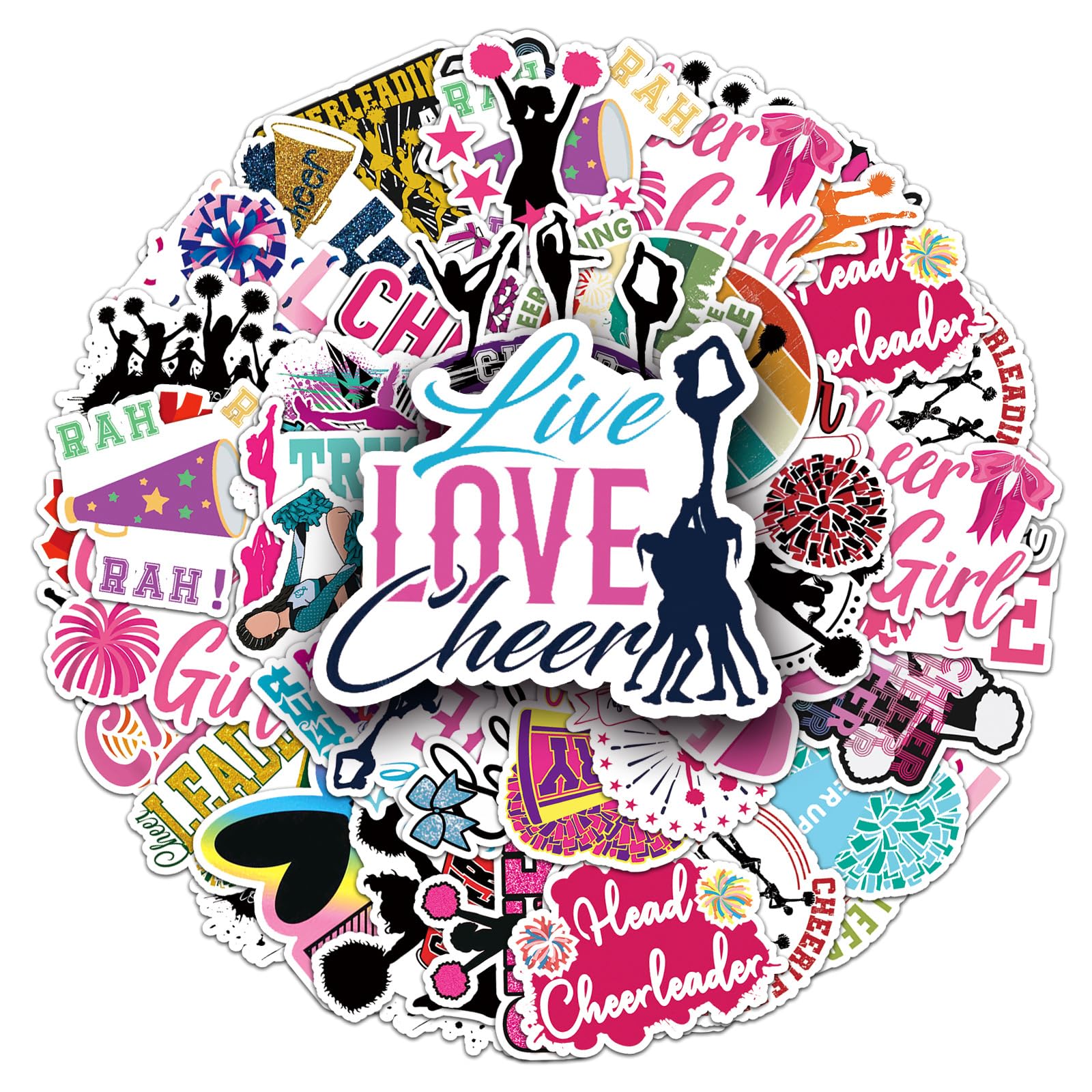 Cheerleader Aufkleber Sticker Set Kinder Teenager 50 Stück Tiere Wasserfeste Vinyl Decals Laptop Skateboard Koffer Helm Auto Fahrrad Handy Motorrad Fahrrad Scrapbook Mitgebsel Tagebuch Tassen