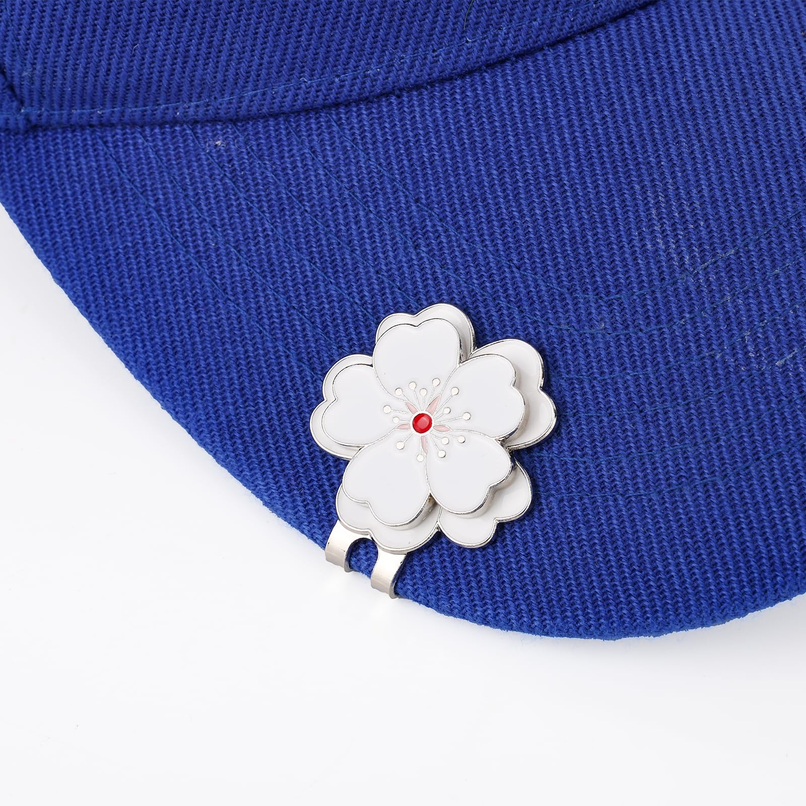 lasuroa Clip Magnetica per Cappellino da Golf, Segnapalline Golf Forma Fiore Bianco con Clip Cappellino Accessori Decorativi per Donna e Uomo Sacca