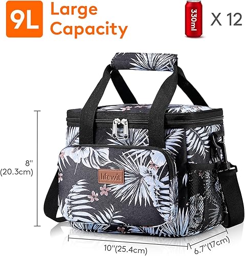 Miniatura 3 de Lifewit Lonchera mediana aislada, suave y refrigerante, para adultos, hombres y mujeres, flor 12 latas (9L)