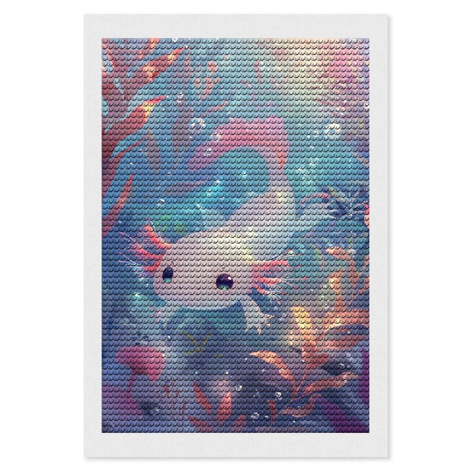 Nestaura Salamander Axolotl Diamond Painting Kit,5D DIY Diamond Art with Rounded Diamonds for Home Wall Decor and Gifts (20x30 CM)