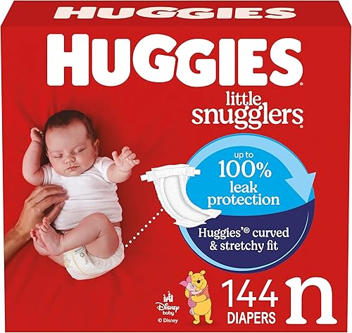 Huggies Pañales para recién nacidos, pañales Little Snugglers para recién nacidos, tamaño recién nacido (hasta 10 libras), 144 unidades
