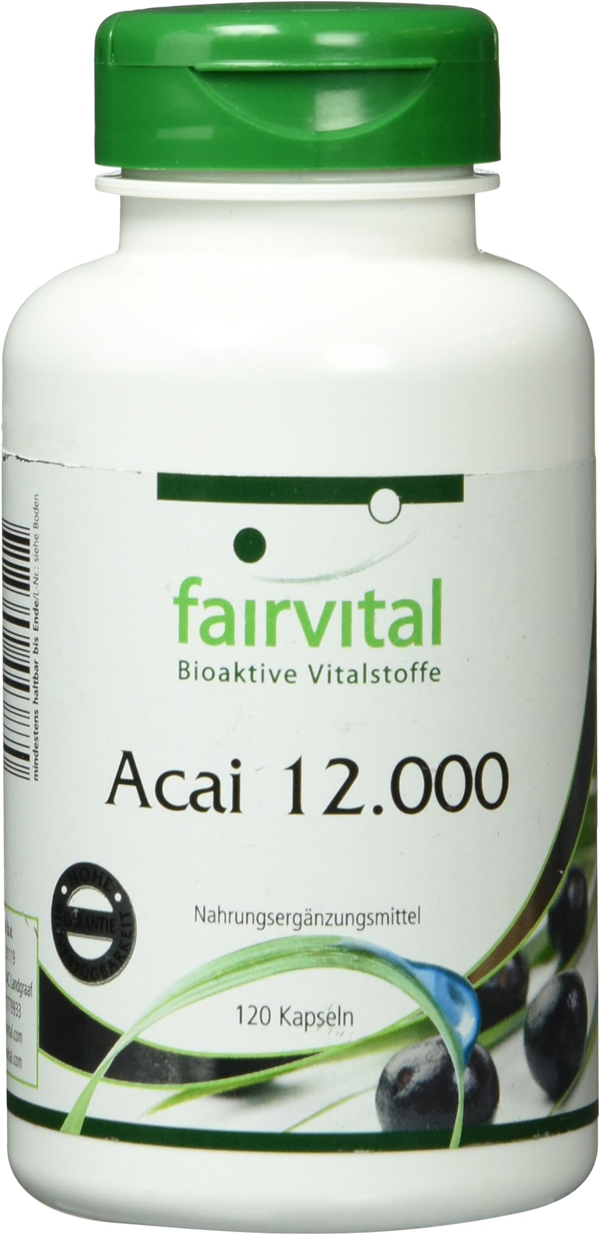 Acai 12000 - for 1 Month - Vegan - HIGH Dosage - 120 Capsules - 15: 1 acai Extract