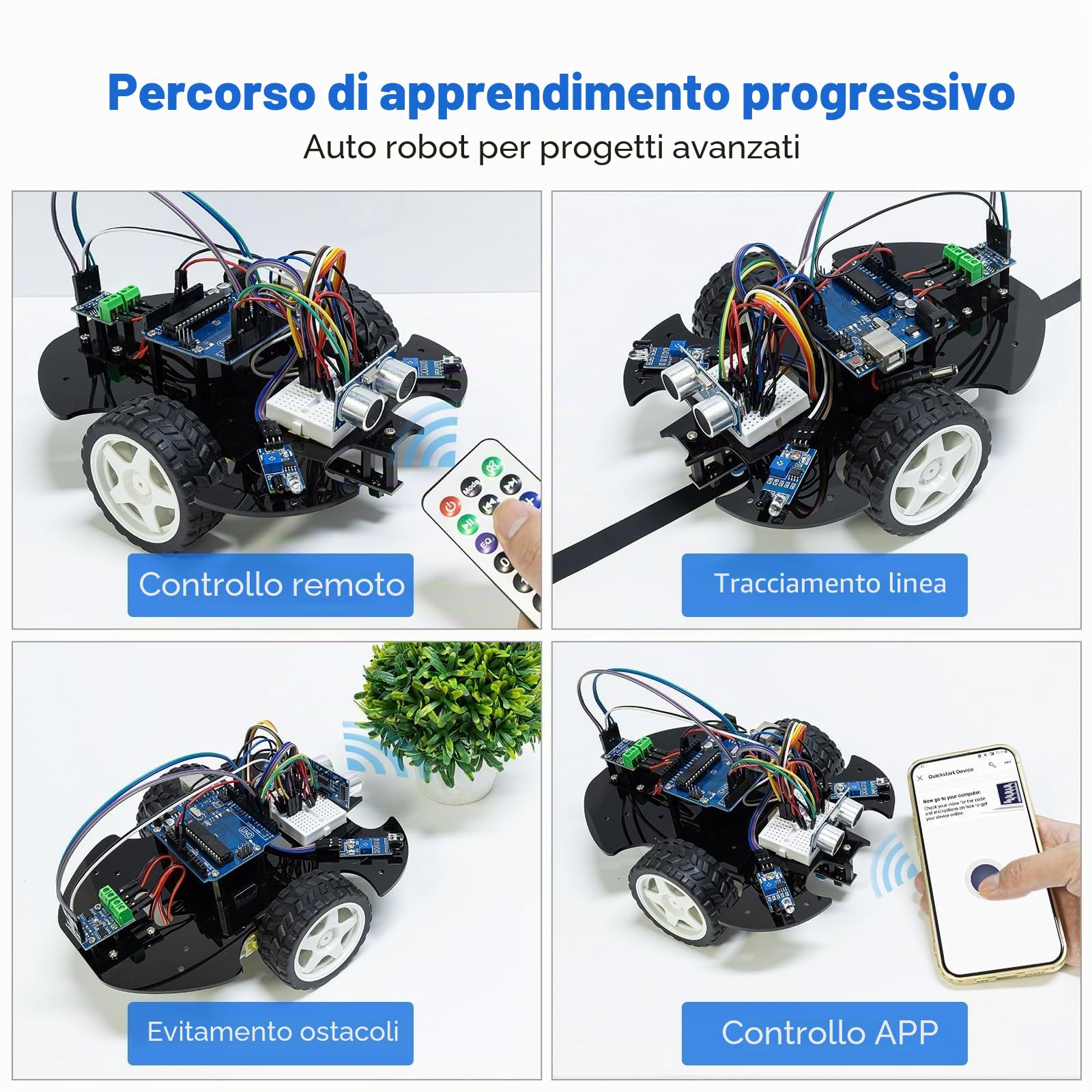 SunFounder Ultimate Starter Kit compatibile con Arduino UNO IDE Scratch,kit 3 in 1 IoT/Smart Car/Basic con tutorial online,corsi video,192 articoli,87 progetti,adatto a principianti dai 15 anni in su