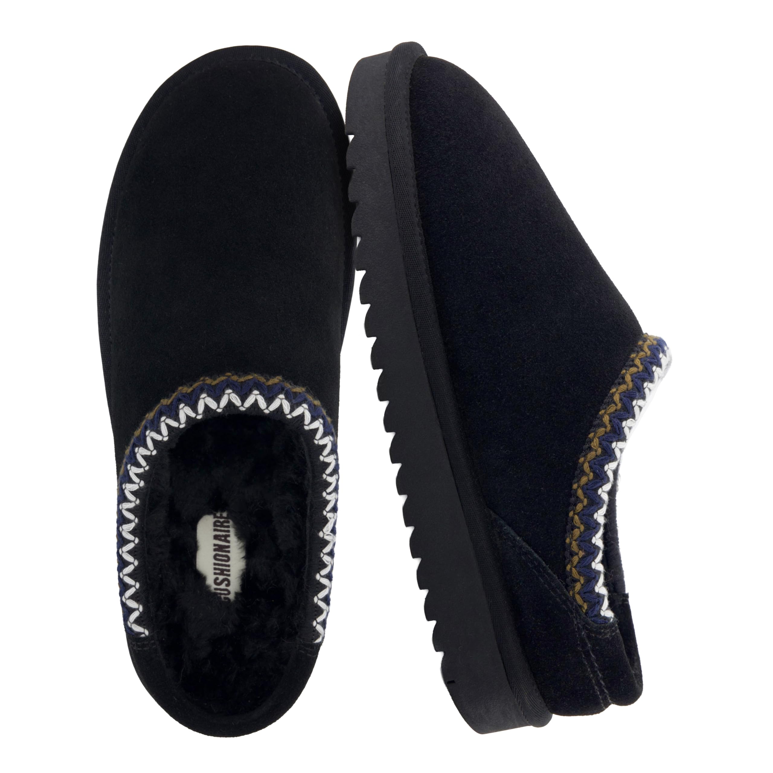 CUSHIONAIRE Keto Womens Slippers Slip-On Suede Mule Slipper - Cozy & Stylish, Memory Foam & Faux Fur Lining, Wide Widths Available
