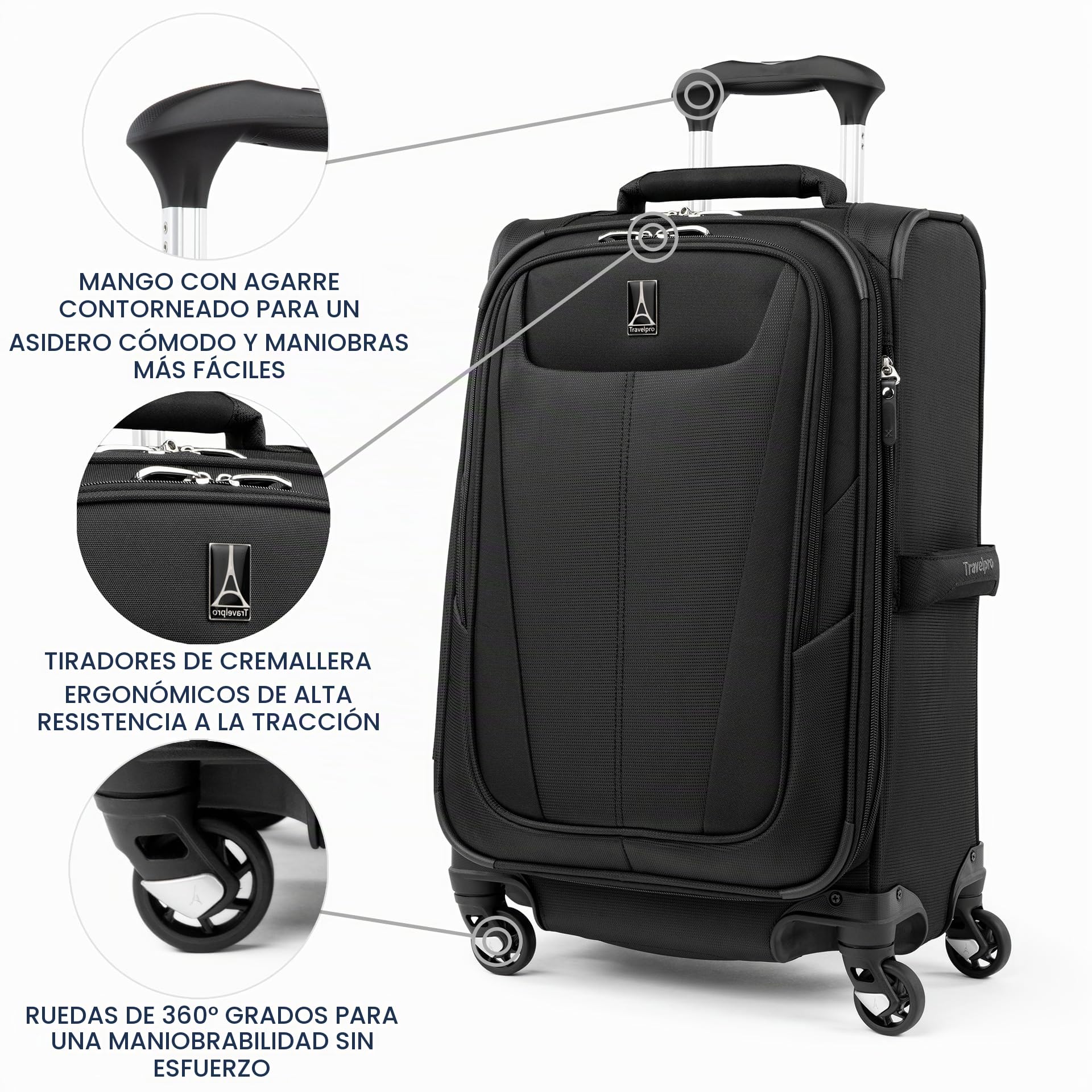 Travelpro Maxlite 5 Set de 2 Piezas de Equipaje Blando expandible, Maleta de Cabina con 4 Ruedas giratorias y Bolsa de Viaje bajo Asiento, Ligera, para Hombre y Mujer, Negro -, Carry-on 21-Inch