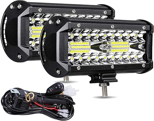Barra de luz LED, 120 W, luz de trabajo LED de 7 pulgadas, luces de conducción todoterreno con haz combinado de punto e inundación, impermeable para