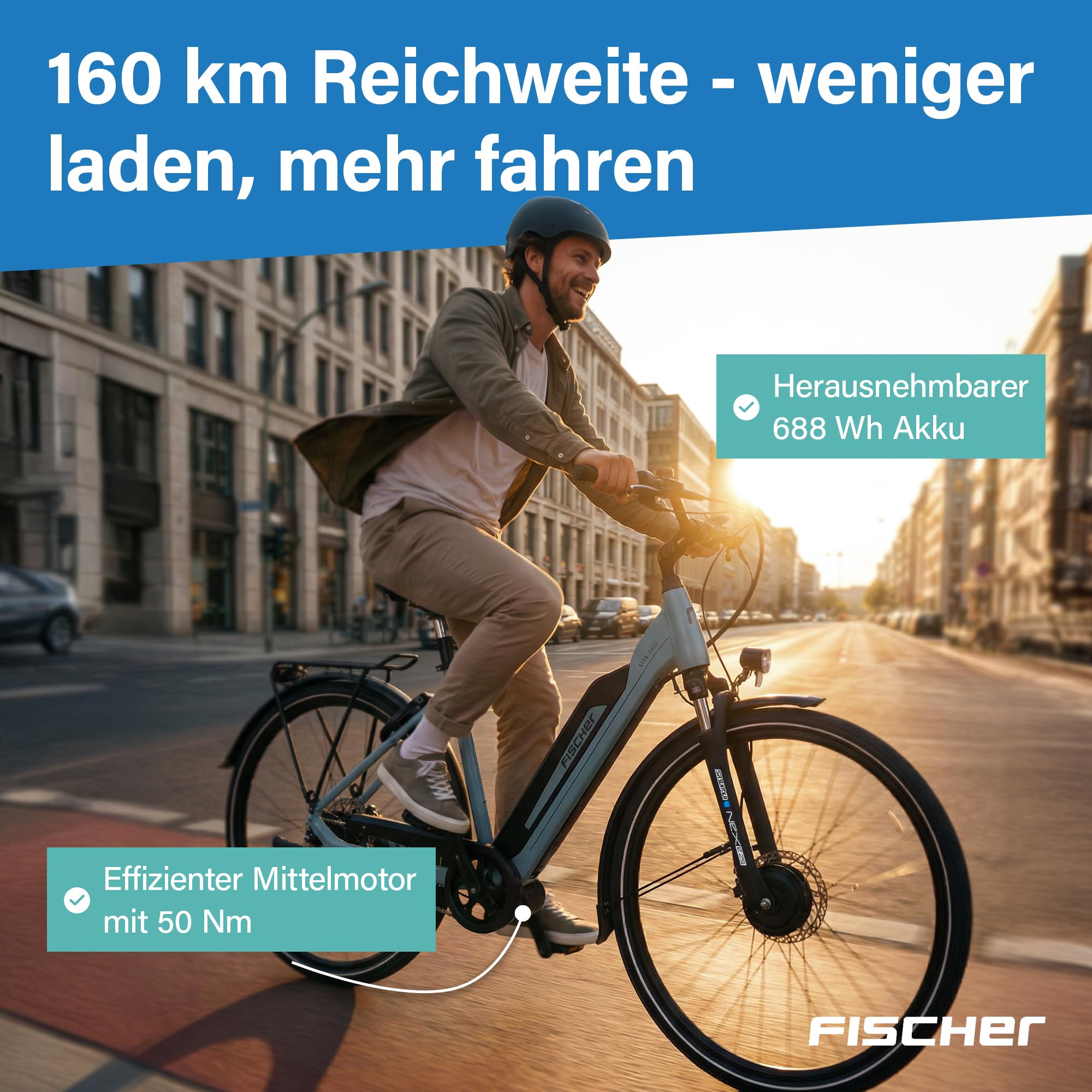 Fischer E-Bike City CITA 2404 Active, Elektrofahrrad für Damen und Herren, RH 43, 688Wh, Mittelmotor 65 Nm, 36 V Akku