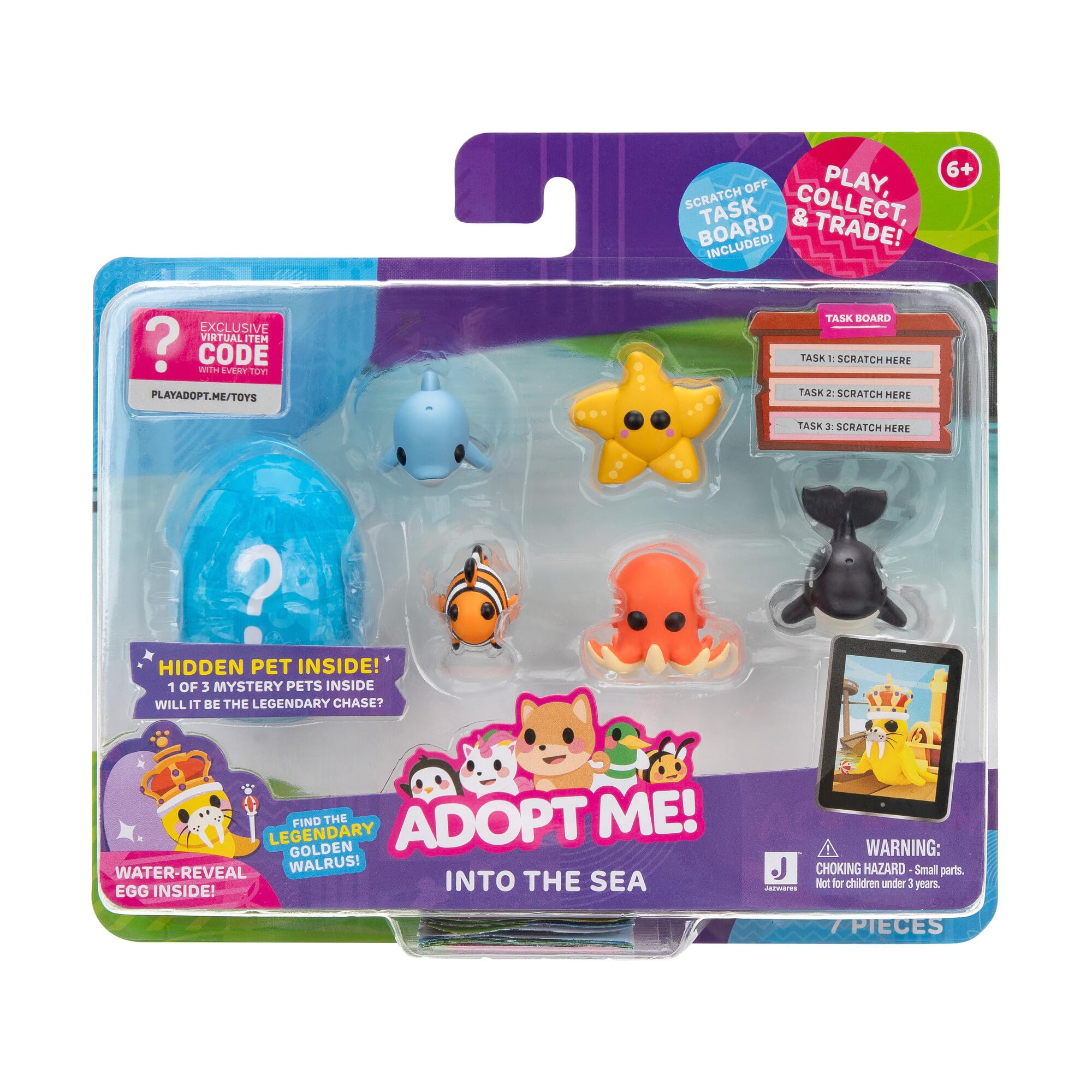 Adopt Me! Pets Multipack Into the Sea - Hidden Pet - Top Online Game - Exclusive Virtual Item Code Included - Fun Collectible Toys for Kids Featuring Your Favourite Adopt Me Pets, Ages 6+