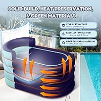 Vista 5 de Bañera inflable para adultos de 63 pulgadas con bomba de aire inalámbrica, ideal para baño de hielo caliente, diseño de drenaje rápido con manguera