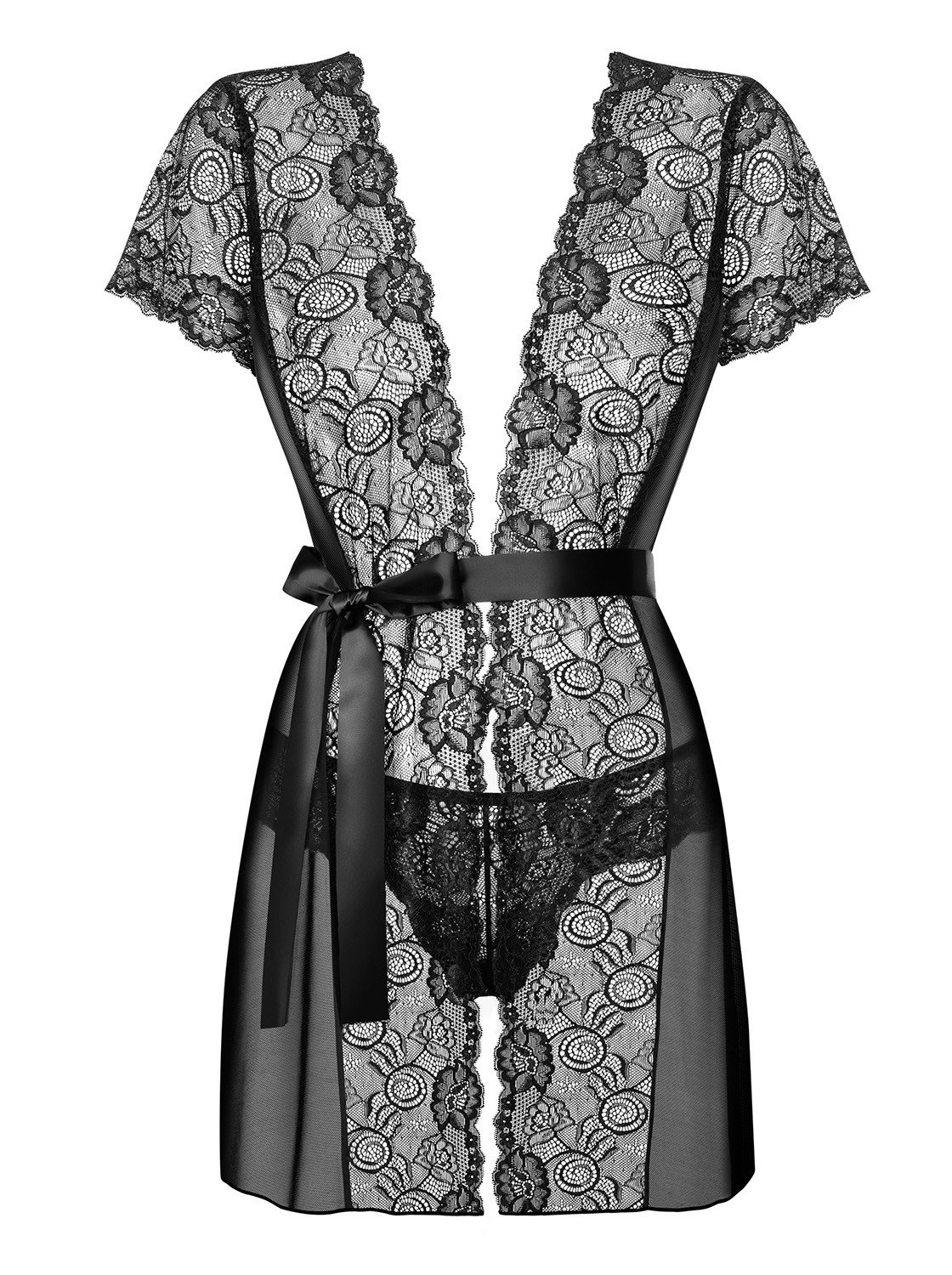 Peignoir et string Obsessive Pulluria noir en taille L/XL - 8