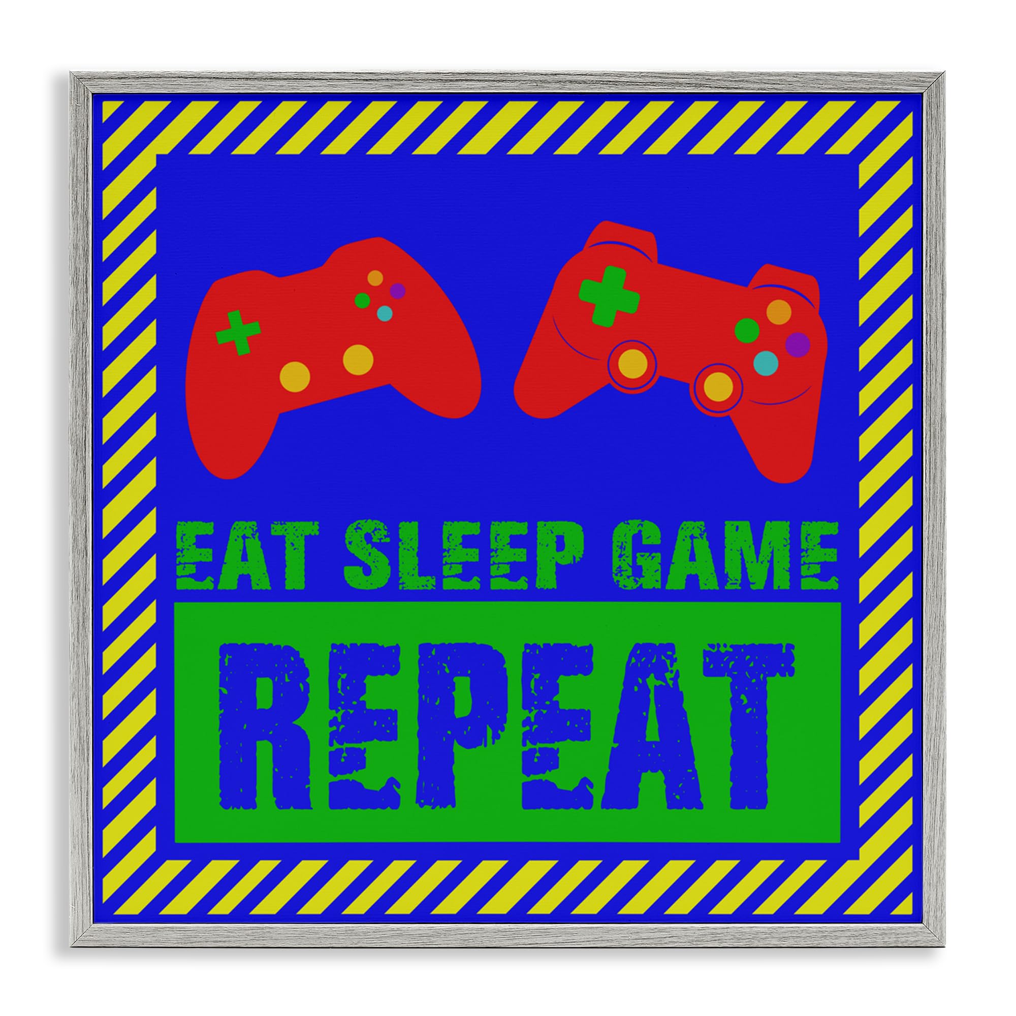 Art giclée Eat Sleep Game Repeat de Stupell Industries, cadre noir anti-reflet 43 cm