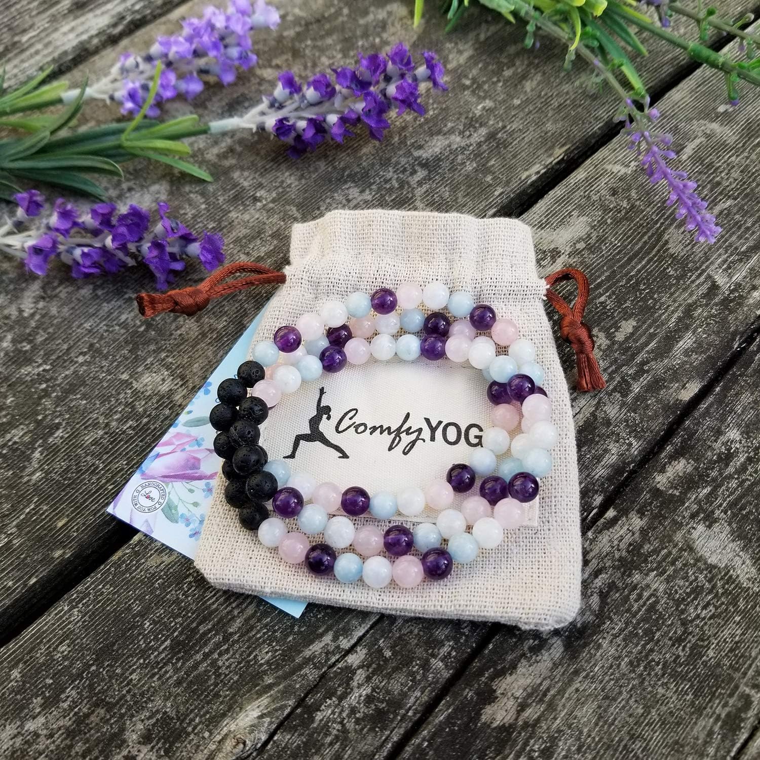 Comfy Yoga - Essential Oil Bracelet - Aromatherapy Bracelet - Lava Stone Bracelet or Necklace - Handmade Yoga Jewelry - Oil Diffuser Wrap Bracelet - Gift for Women