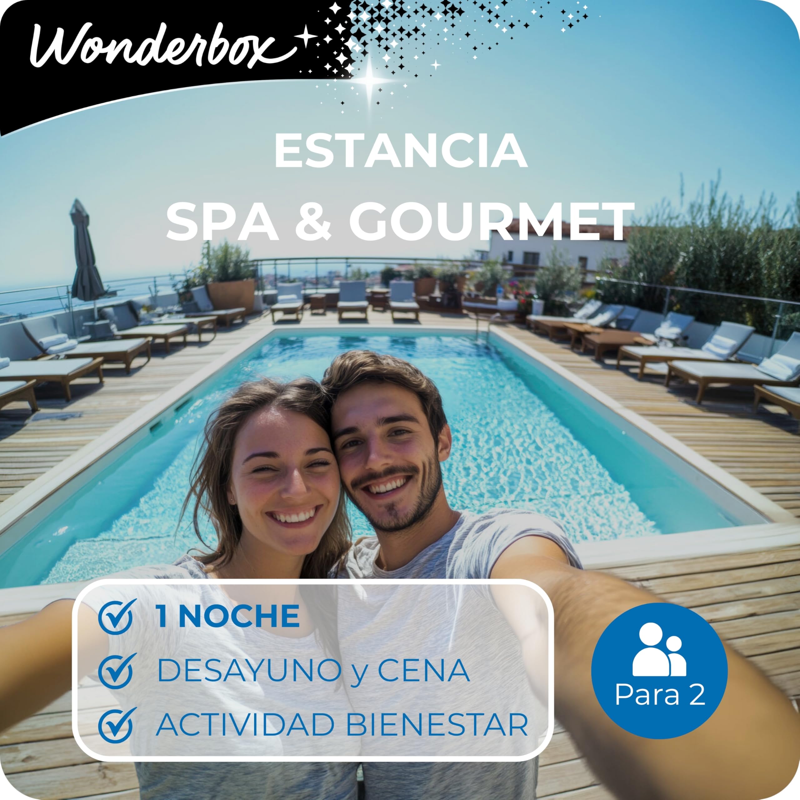 Wonderbox Caja Regalo -ESTANCIA SPA & GOURMET- 1.000 hoteles para dos personas | 1 noche con desayuno y cena y actividad bienestar - Más de 600 estancias - Hoteles de 4*, boutique, aguas termales
