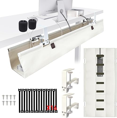 Miniatura 1 de Actualizado Organizador de cables para debajo del escritorio, organizador de cables de 36 pulgadas, con almohadillas de silicona (sin rayones), 16