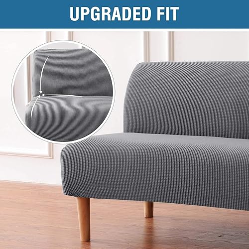 Miniatura 3 de ZNYD Funda protectora elástica para futón, funda de asiento de tarjeta de sofá sin brazos de 43.3-51.2 in, funda de sofá biplaza de 2 plazas con