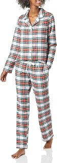 Amazon Essentials Women's Soft Flannel Pajama Set, Button-Front Shirt with Drawstring Pants
