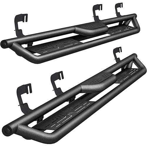 6" Running Boards for 2009-2014 Ford F150 Super Crew Cab Black Carbon Steel Side Steps Rails Nerf Bars