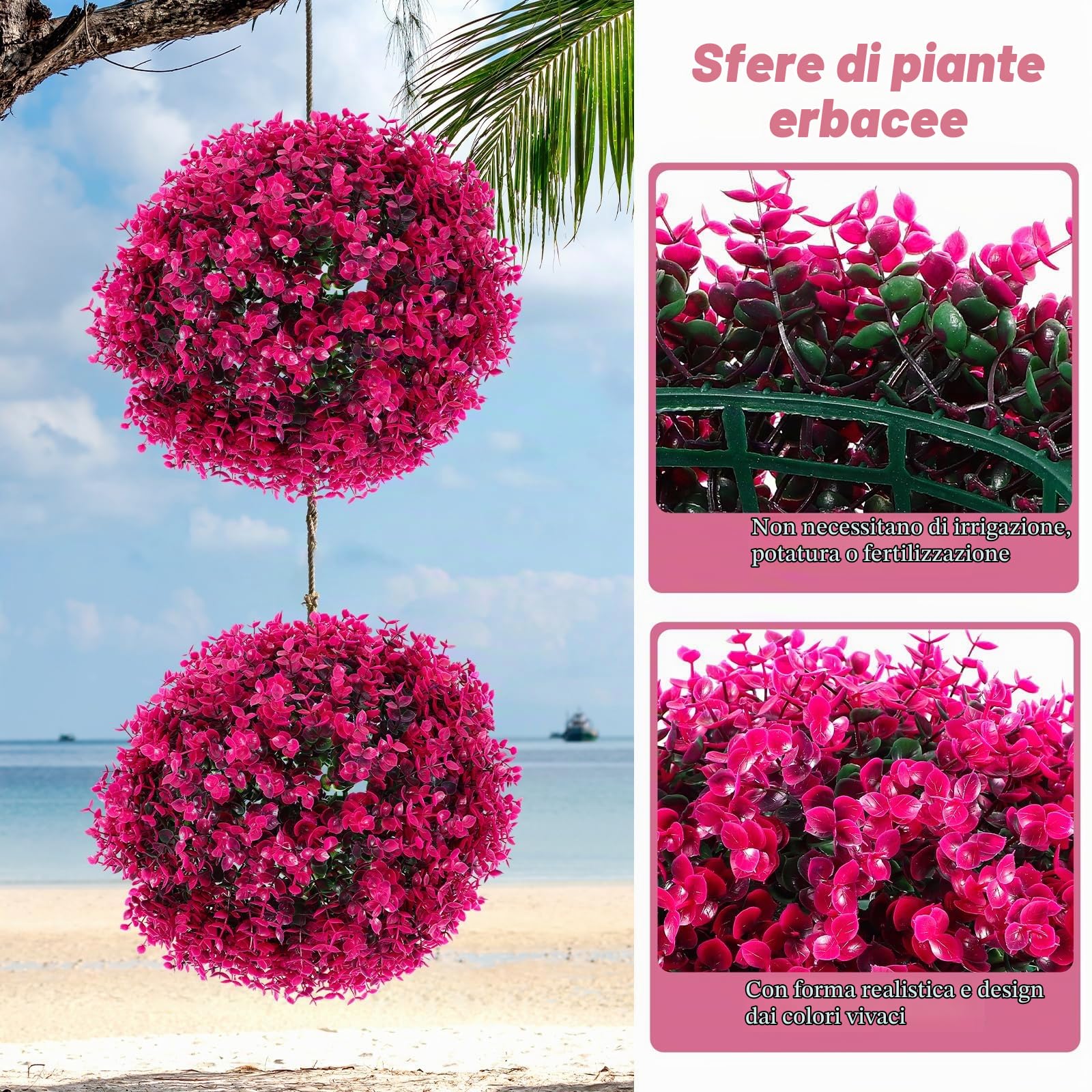 FOMIYES Sfera Topiaria Pianta Simulata Eucalipto Foglia Decorativa Palla Di Per Interni Ed Esterni 13X14 Pollici Leggera E Facile Da Decorare Per Casa Eventi E Giardino