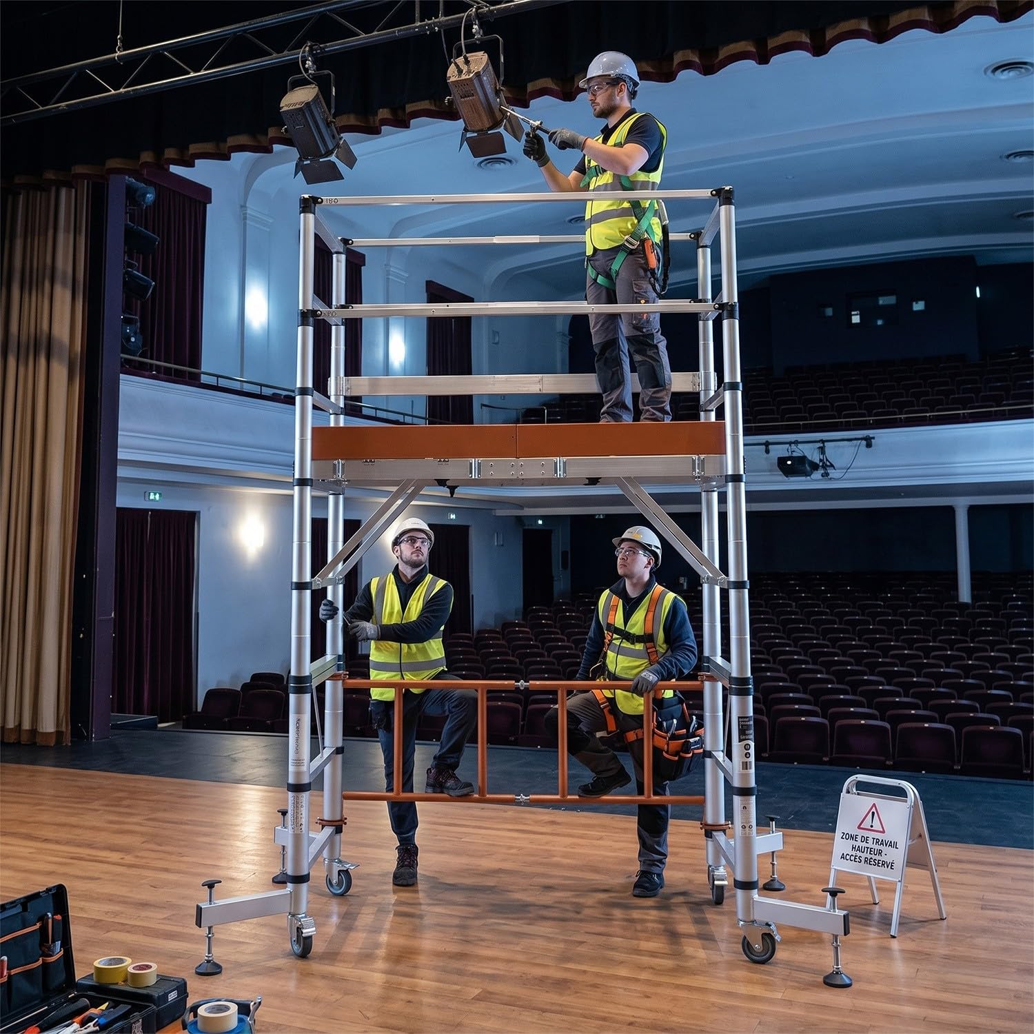 Elevate Echafaudage en Aluminium Hauteur de Travail 3 m 10 marches