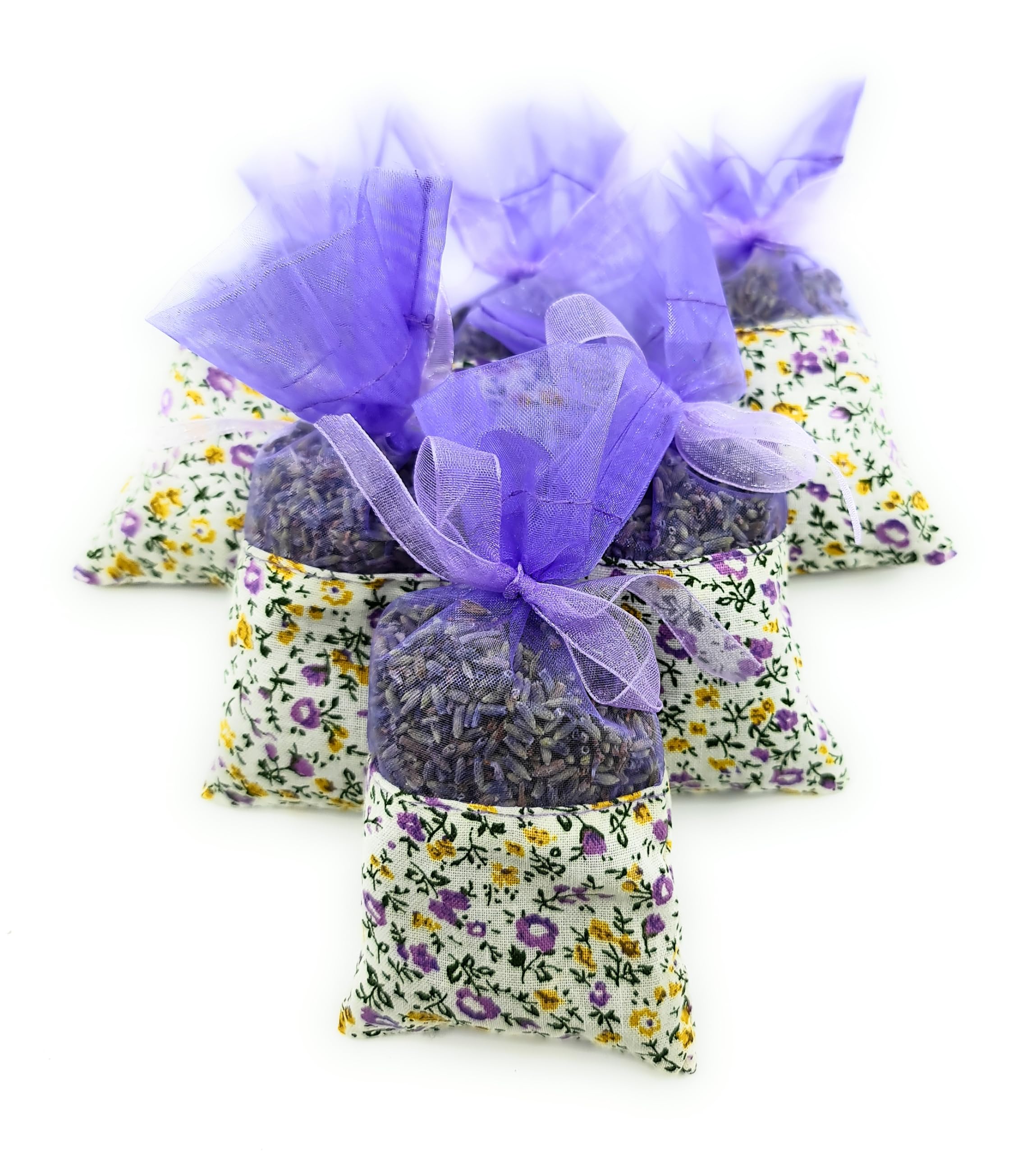 Lavender filled Organza & Linen Pouch/Bag (5, Floral)