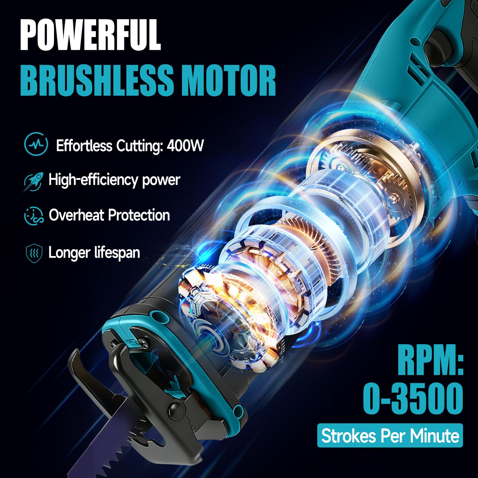Sierra de sable con batería para Makita 18 V, 3500 RPM, velocidad variable con 4 hojas de sierra para cortar madera, metal y plástico (sin batería)