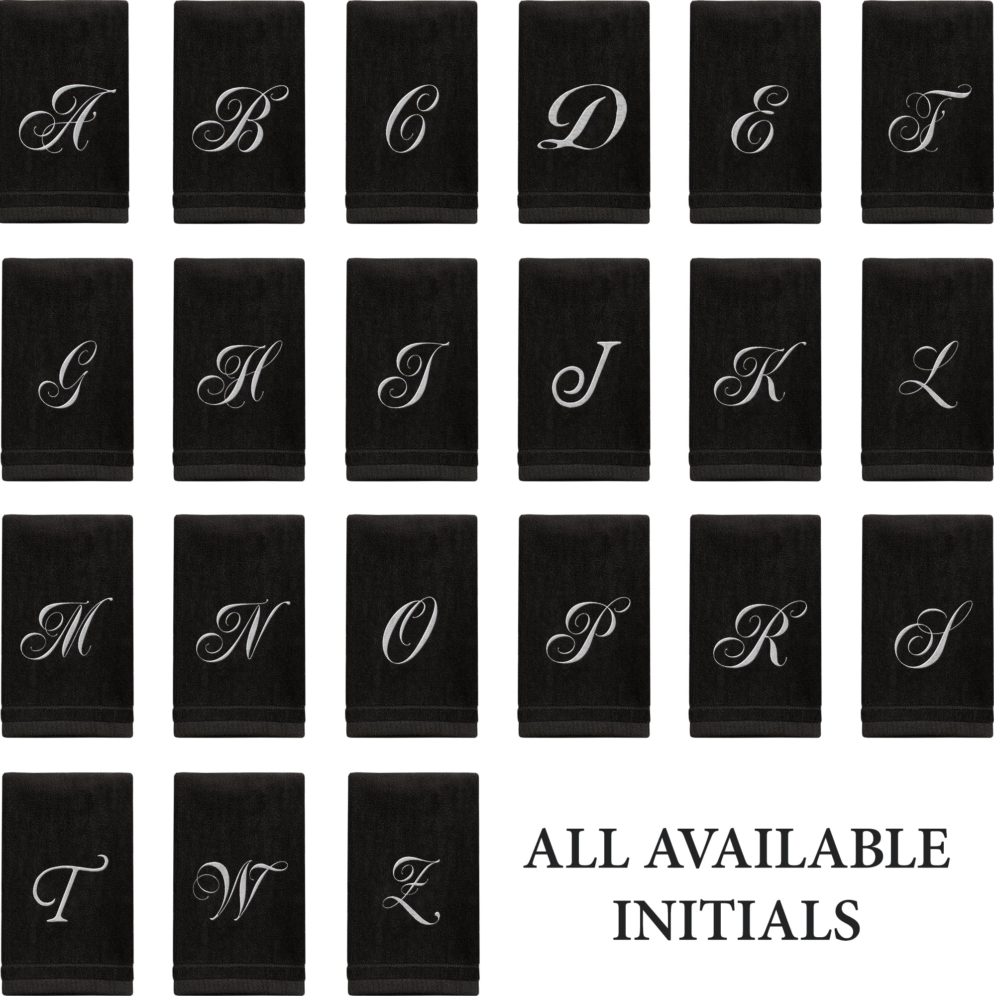 Toallas con Monograma, Regalo Personalizado, 11 x 18 Pulgadas, Juego de 2 Toallas Bordadas Blancas, Extra absorbentes, 100% algodón, Acabado de Terciopelo Suave, para baño, Cocina, SPA, Inicial D