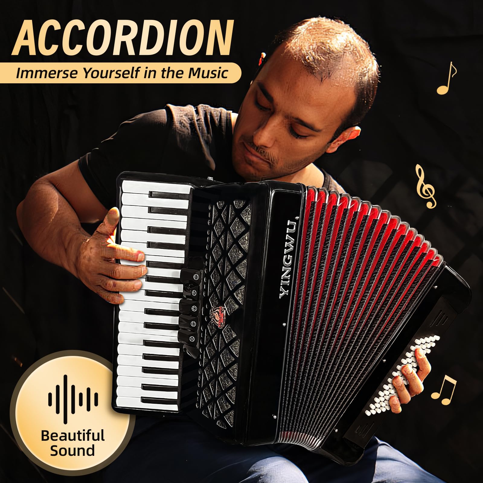 Amazon.com: Accordion, 34 Keys 60 Bass Premium Accordion for