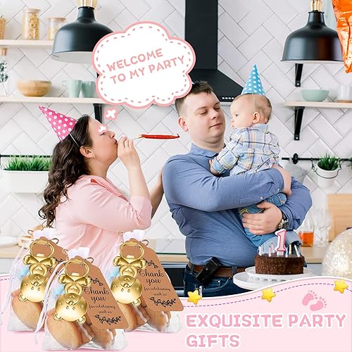 Vista 30 de CHENGU Abridores de botellas para baby shower, recuerdos de devolución para invitados, abridor de botellas y recuerdos con bolsas de organza