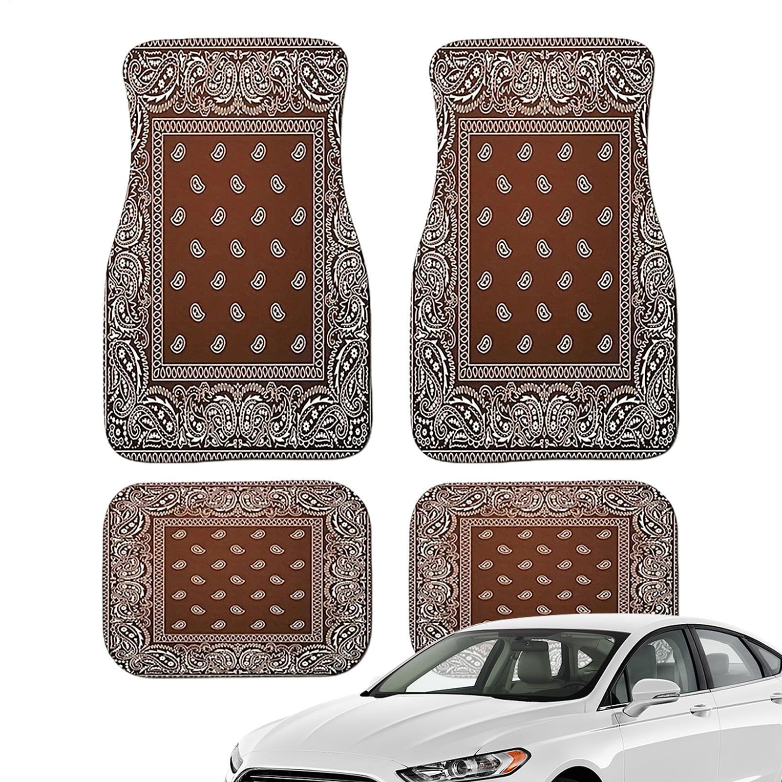 Tapis pour Femme | Tapis de Voiture arrière 4 pièces | Tapis Lourds | accessoires pour voiture Boho, non glissants, rétro, à neige, boue