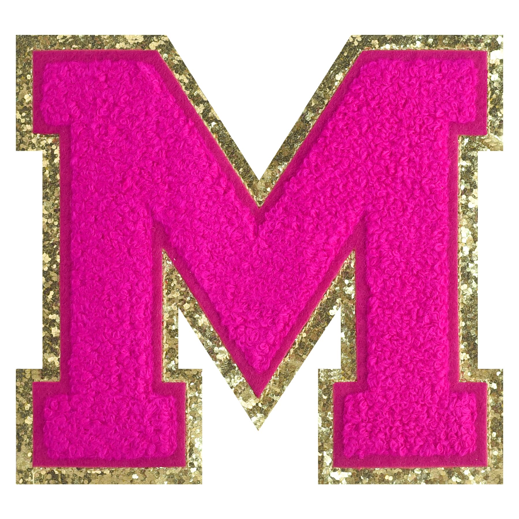 Photo 1 of 1 PC 4.5" Pink Chenille Letter Patch with Gold Border Elegant Iron On Letters for Special Occasions Delicate Monogram Patches for Weddings & Celebrations
