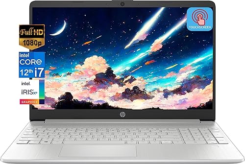HP Laptop con pantalla táctil FHD de 15.6 pulgadas, procesador Intel Core i7-1255U (10 núcleos), 16 GB de RAM, SSD de 512 GB, gráficos Intel Iris