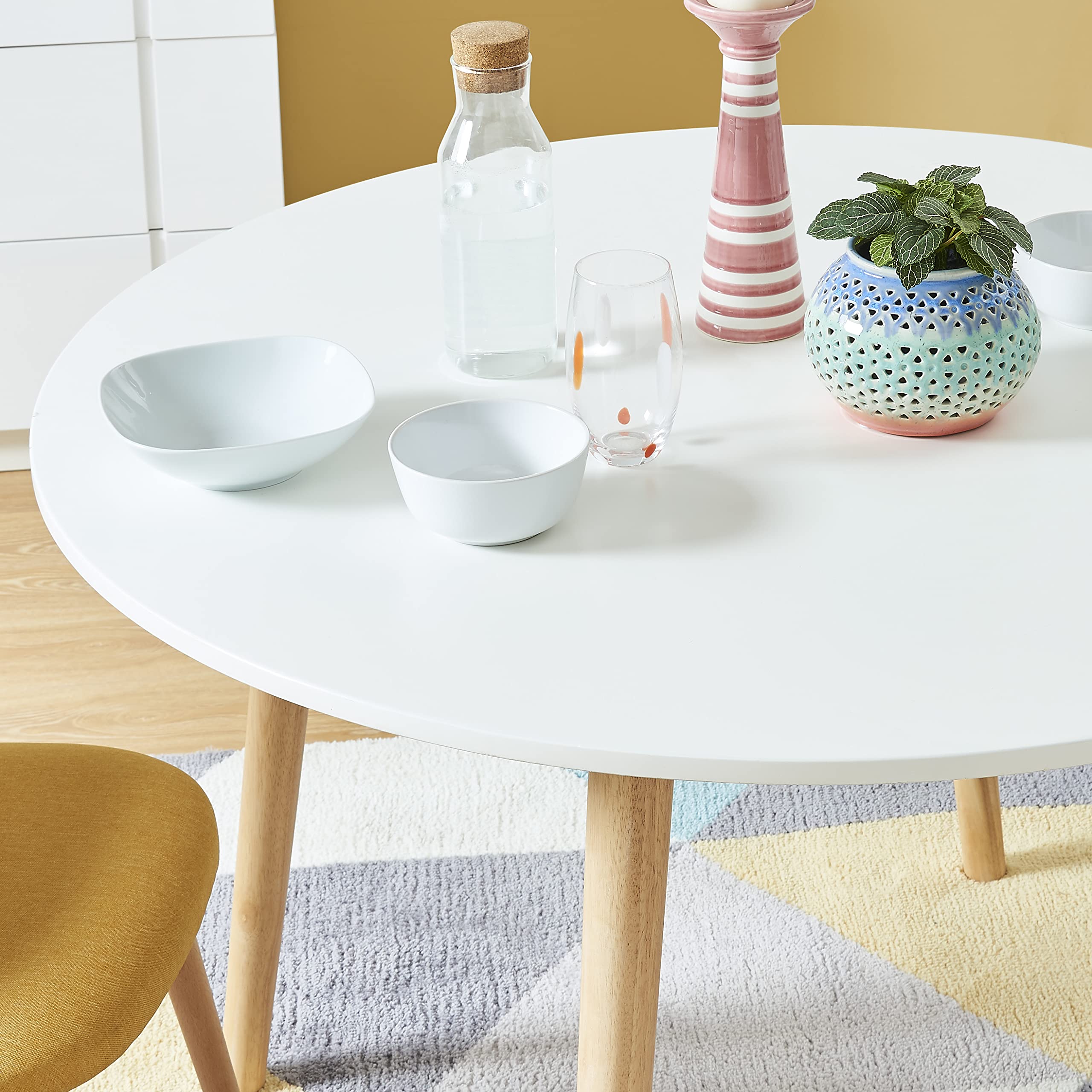 BAÏTA - Tavolo da pranzo ORATELLO laccato bianco D160 cm da 4 a 6 persone