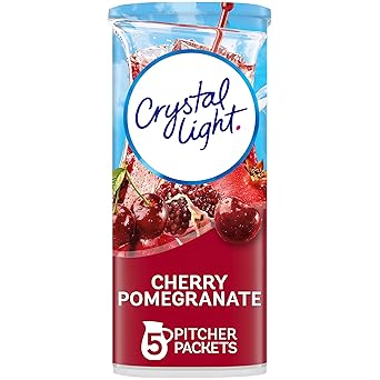 Crystal Light Drink Mix, Zero Sugar Powdered Water Enhancer, Natural Flavor Low Calorie Beverage Mix, Powdered Soft Drink Mix for Flavorful Hydration, Cherry Pomegranate, 5 Pitcher Packets, 2.2 Ounce Pack of 1