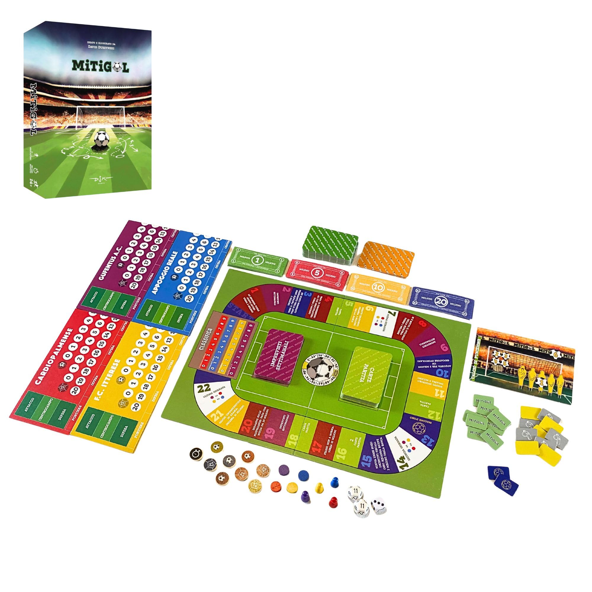 MiTiGOL – Gioco da Tavolo sul Calcio | Strategia, Ironia e Carte Uniche | Età 14+ | DSK Games | Calcio Vintage Anni ’80 per Famiglie e Appassionati