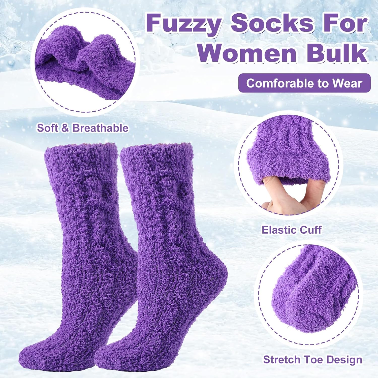 48 Pairs Fuzzy Socks Bulk for Women Winter Warm Soft Fluffy Cozy Sleeping Slipper Socks Unisex Plush Gifts Indoor Home - Image 4